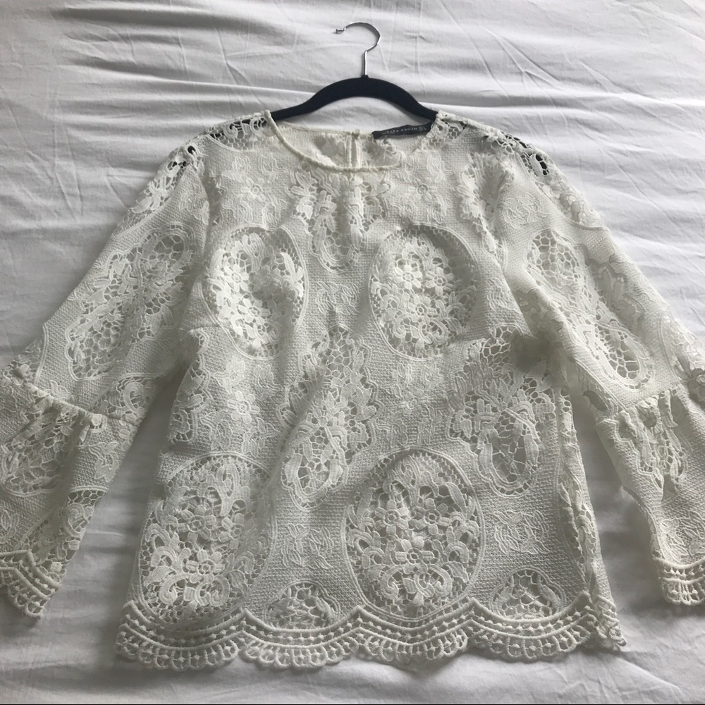 Zara Lace Top with Bell Sleeves